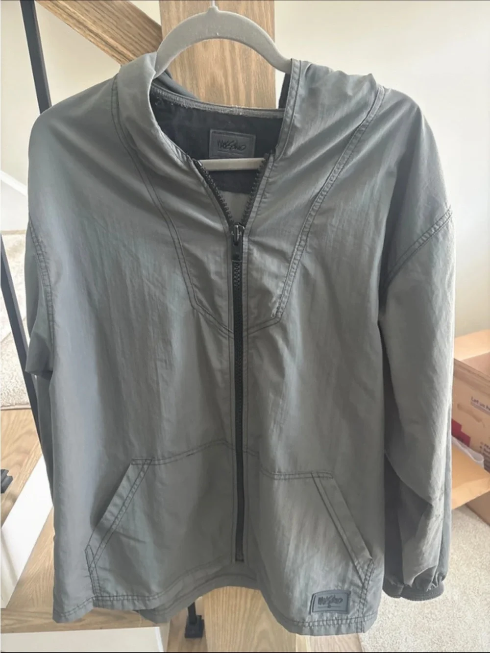 Mossimo Supply Co. Gray Hooded Zip Pullover Anorak